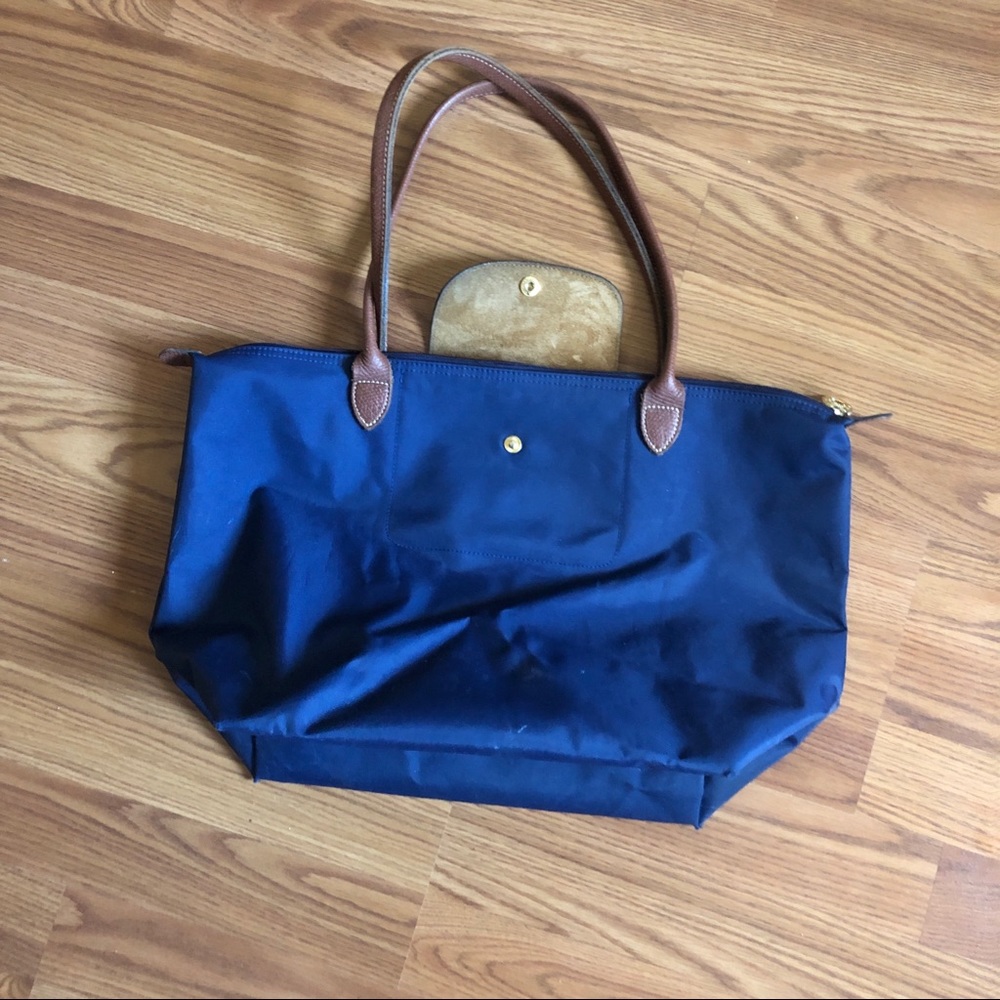 Large Navy Longchamp Le Pilage Tote
